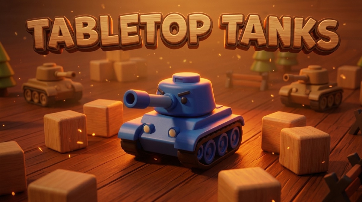 Tabletop Tanks — a browser tank battle on a wooden tabletop battlefield